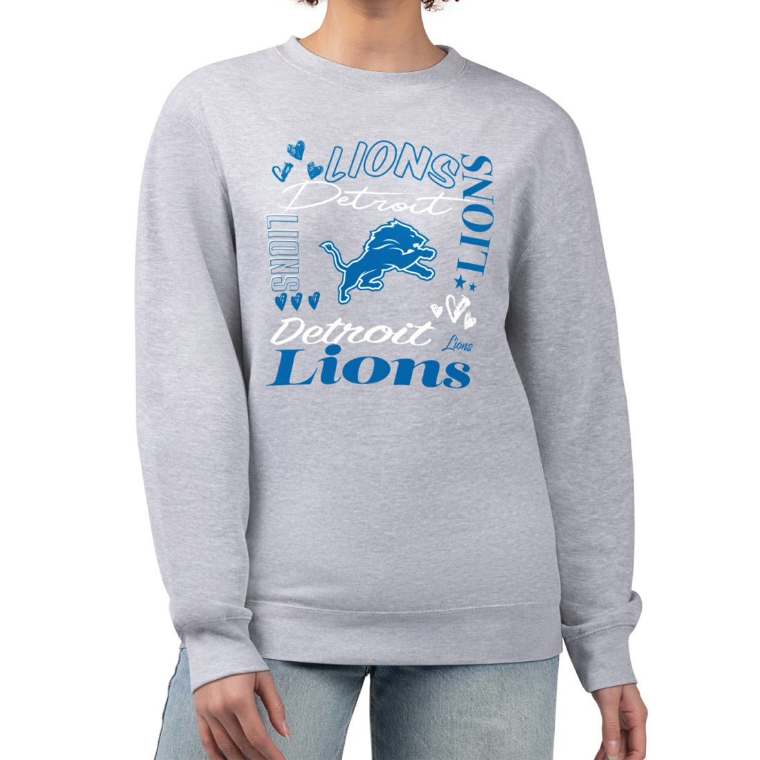 Detroit Lions G-III 4Her by Carl Banks Women's Collage Graphic Fleece Pullover Sweatshirt - Heather Gray - NFL
