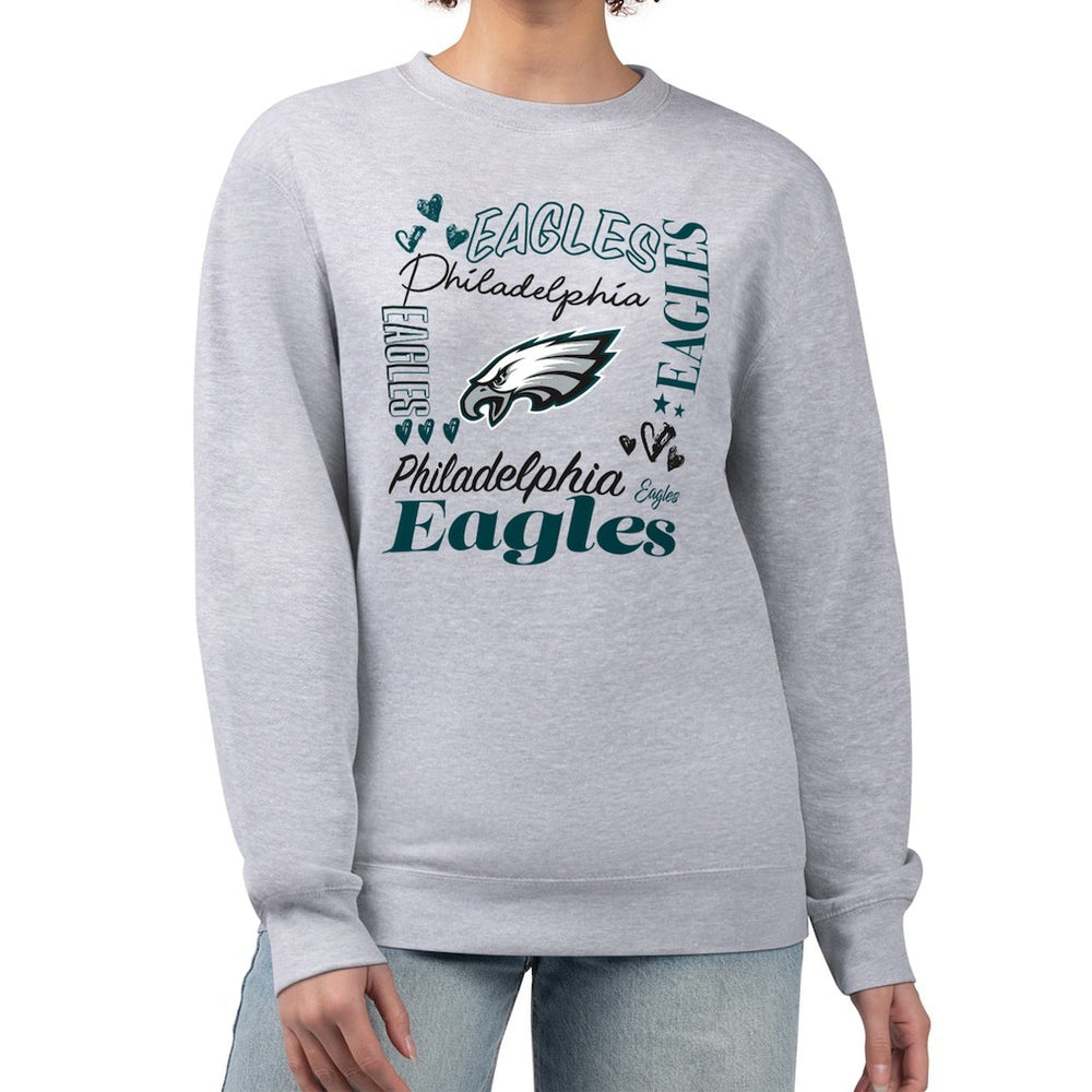 Philadelphia Eagles G-III 4Her by Carl Banks Women's Collage Graphic Fleece Pullover Sweatshirt - Heather Gray - NFL