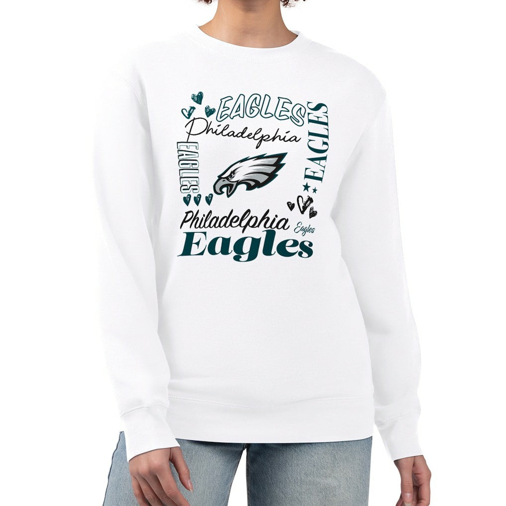 Philadelphia Eagles G-III 4Her by Carl Banks Women's Collage Graphic Fleece Pullover Sweatshirt - White - NFL