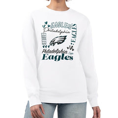 Philadelphia Eagles G-III 4Her by Carl Banks Women's Collage Graphic Fleece Pullover Sweatshirt - White - NFL