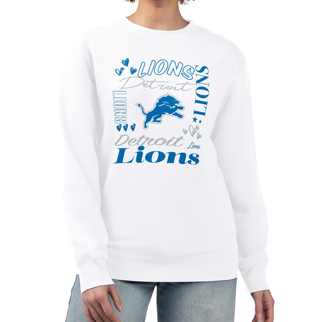 Detroit Lions G-III 4Her by Carl Banks Women's Collage Graphic Fleece Pullover Sweatshirt - White - NFL