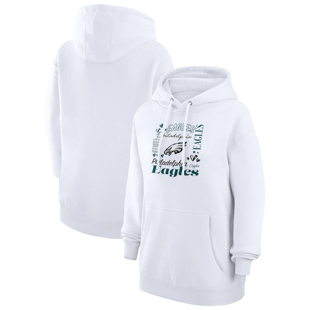 Philadelphia Eagles G-III 4Her by Carl Banks Women's Collage Graphic Fleece Pullover Hoodie - White - NFL