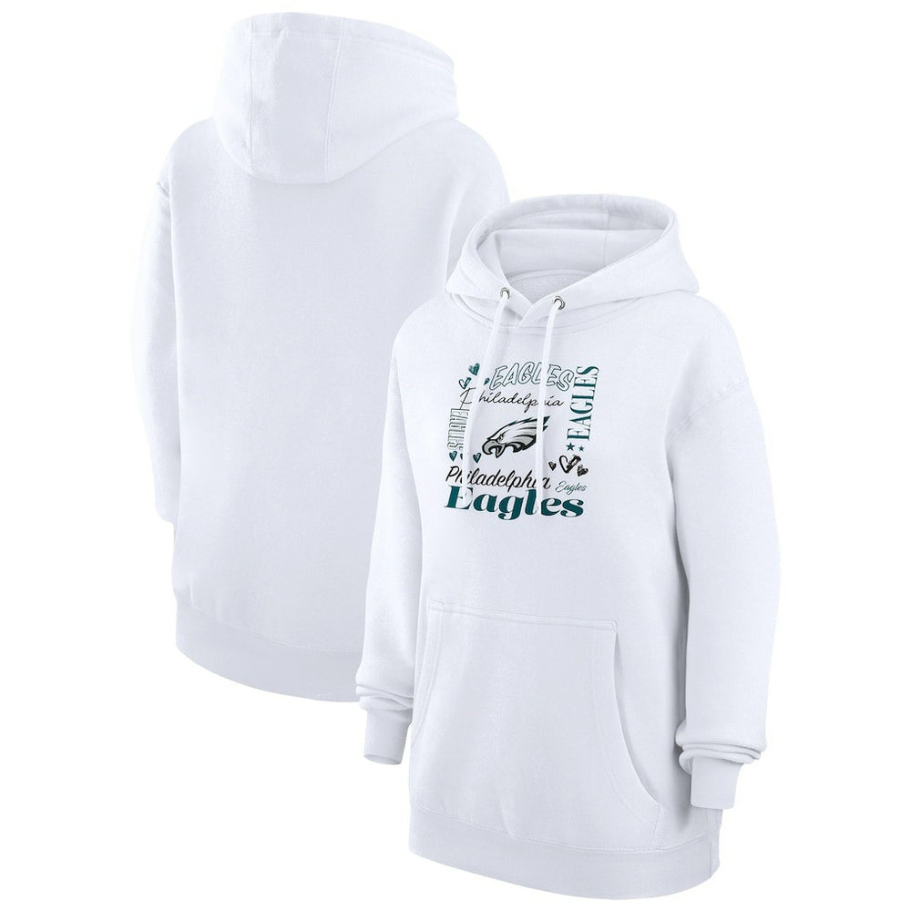 Philadelphia Eagles G-III 4Her by Carl Banks Women's Collage Graphic Fleece Pullover Hoodie - White - NFL