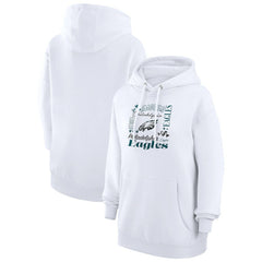 Philadelphia Eagles G-III 4Her by Carl Banks Women's Collage Graphic Fleece Pullover Hoodie - White - NFL