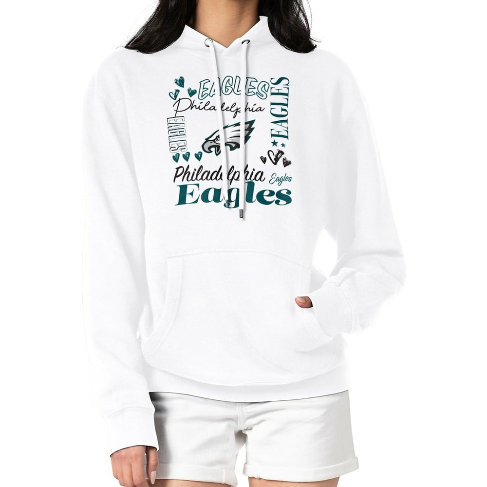 Philadelphia Eagles G-III 4Her by Carl Banks Women's Collage Graphic Fleece Pullover Hoodie - White - NFL