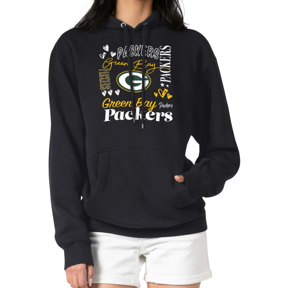 Green Bay Packers G-III 4Her by Carl Banks Women's Collage Graphic Fleece Pullover Hoodie - Black - NFL