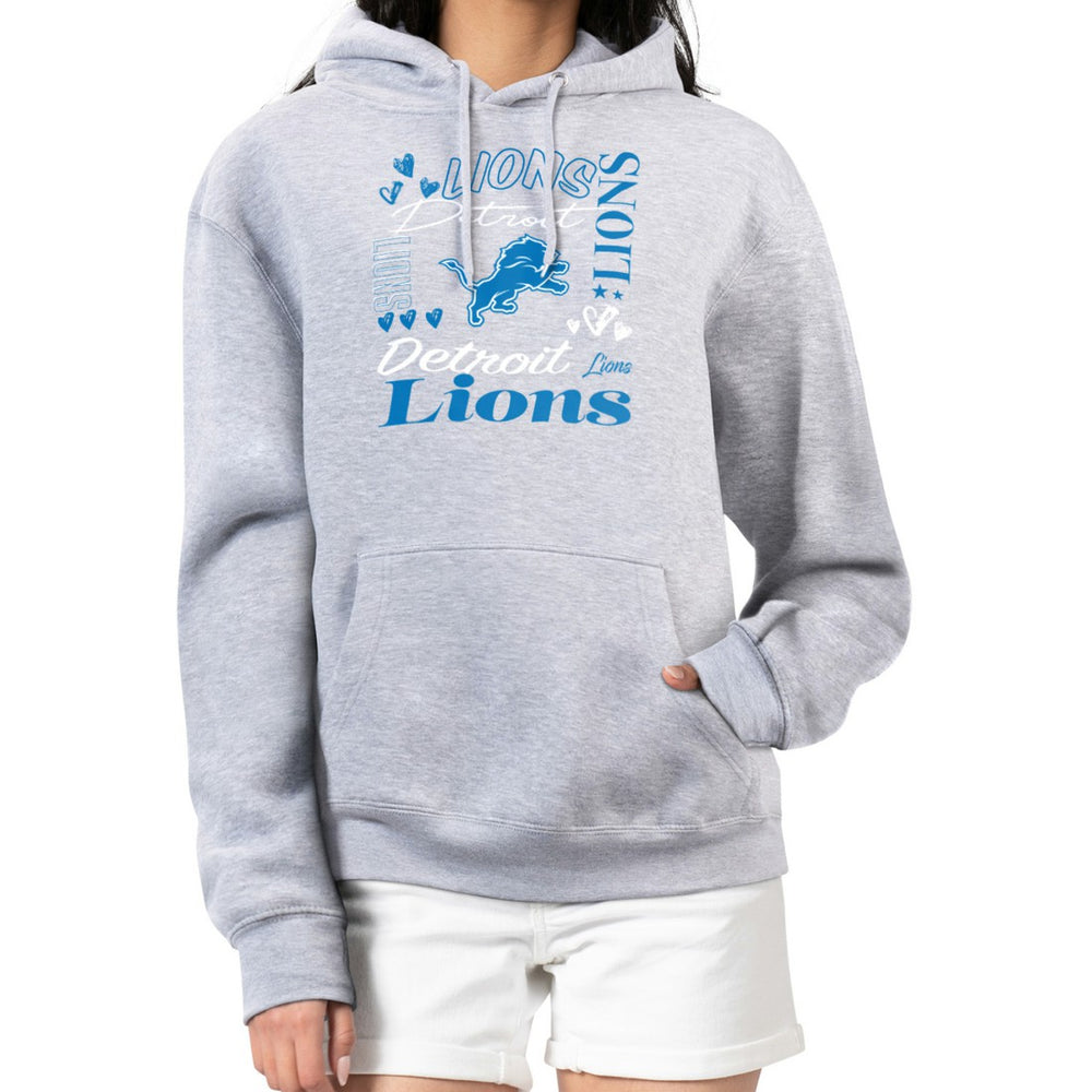 Detroit Lions G-III 4Her by Carl Banks Women's Collage Graphic Fleece Pullover Hoodie - Heather Gray - NFL