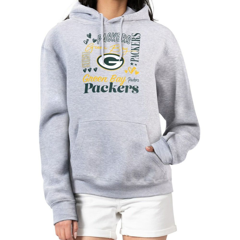 Green Bay Packers G-III 4Her by Carl Banks Women's Collage Graphic Fleece Pullover Hoodie - Heather Gray - NFL