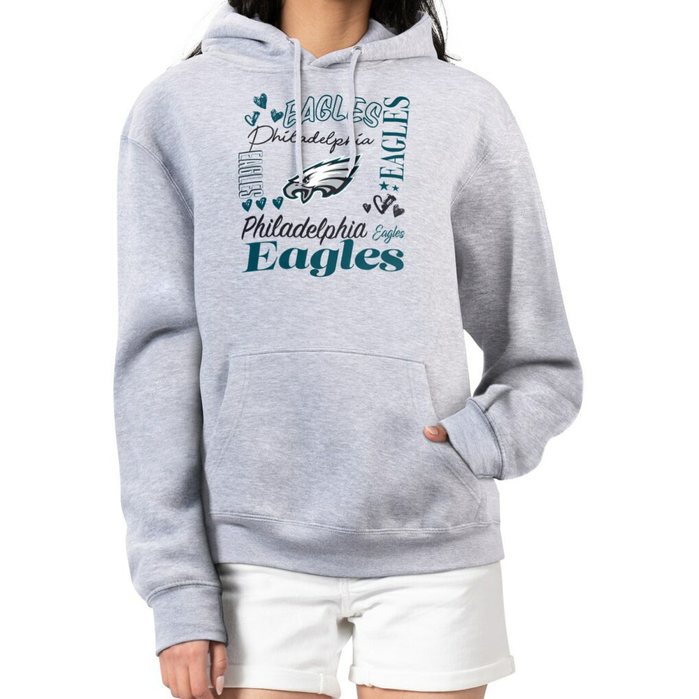 Philadelphia Eagles G-III 4Her by Carl Banks Women's Collage Graphic Fleece Pullover Hoodie - Heather Gray - NFL