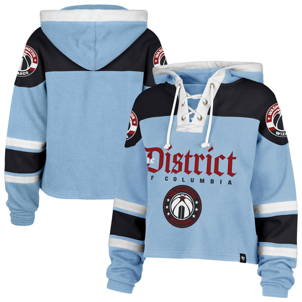 47 brand Washington Wizards '47 Women's 2024/25 City Edition Superior Cropped Lace-Up Pullover Hoodie Light Blue