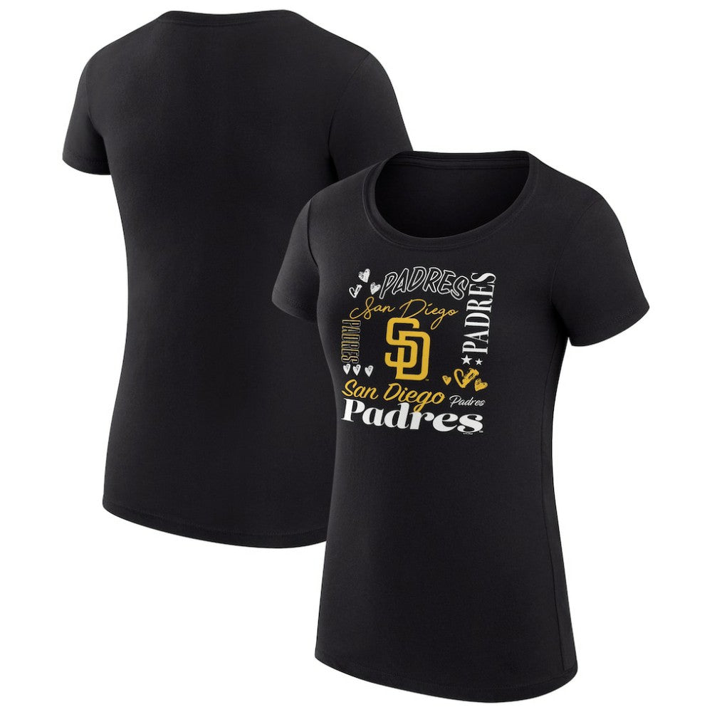 San Diego Padres G-III 4Her by Carl Banks Women's Super-Slim Fit Lightweight Collage Team Graphic Crew Neck T-Shirt for sale