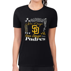 San Diego Padres G-III 4Her by Carl Banks Women's Super-Slim Fit Lightweight Collage Team Graphic Crew Neck T-Shirt for sale