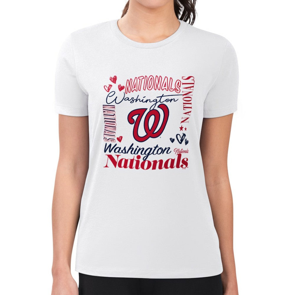 Washington Nationals G-III 4Her by Carl Banks Women's Super-Slim Fit Lightweight Collage Team Graphic Crew Neck T-Shirt Discount