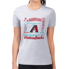 Arizona Diamondbacks G-III 4Her by Carl Banks Women's Super-Slim Fit Lightweight Collage Team Graphic Crew Neck T-Shirt Outlet