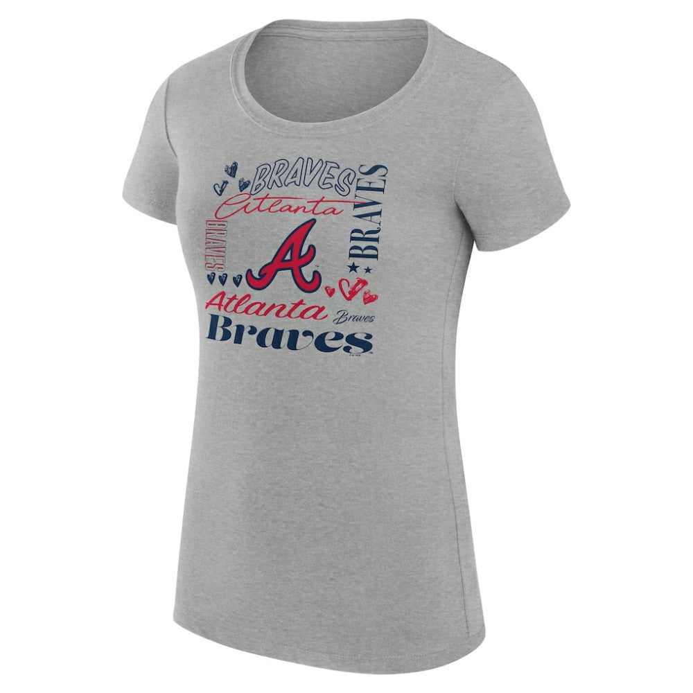 Atlanta Braves G-III 4Her by Carl Banks Women's Super-Slim Fit Lightweight Collage Team Graphic Crew Neck T-Shirt Discount