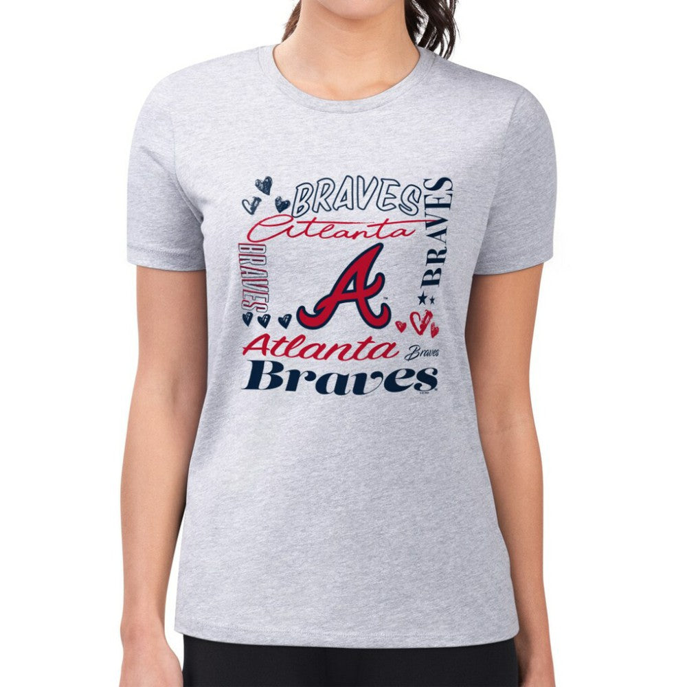Atlanta Braves G-III 4Her by Carl Banks Women's Super-Slim Fit Lightweight Collage Team Graphic Crew Neck T-Shirt Discount