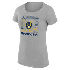 Milwaukee Brewers G-III 4Her by Carl Banks Women's Super-Slim Fit Lightweight Collage Team Graphic Crew Neck T-Shirt Discount