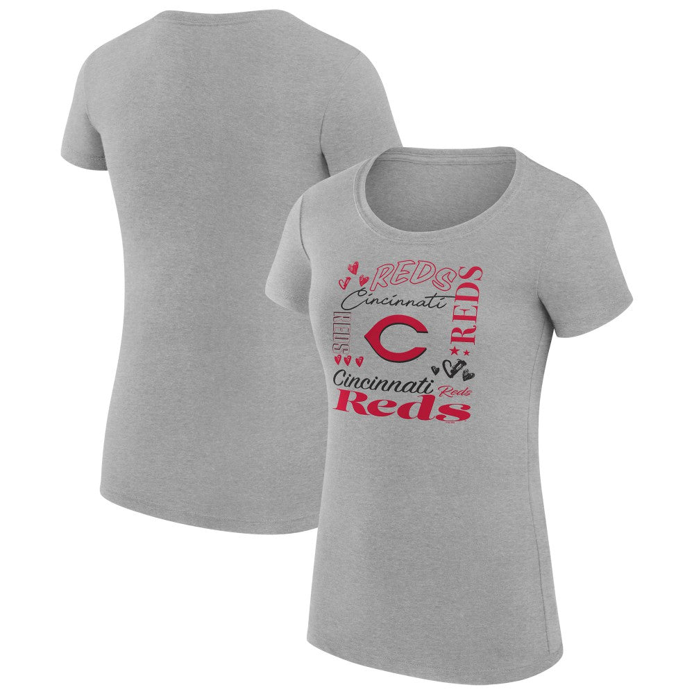 Cincinnati Reds G-III 4Her by Carl Banks Women's Super-Slim Fit Lightweight Collage Team Graphic Crew Neck T-Shirt Discount