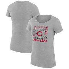 Cincinnati Reds G-III 4Her by Carl Banks Women's Super-Slim Fit Lightweight Collage Team Graphic Crew Neck T-Shirt Discount