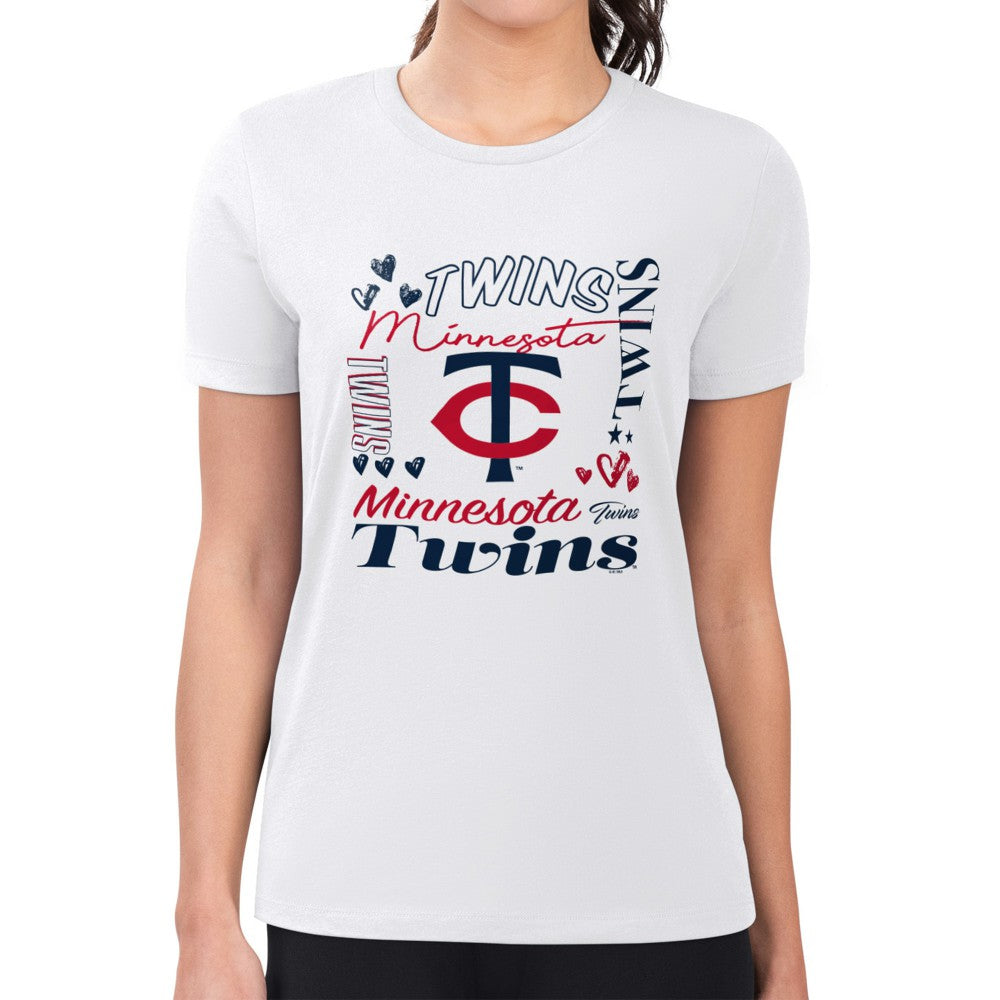 Minnesota Twins G-III 4Her by Carl Banks Women's Super-Slim Fit Lightweight Collage Team Graphic Crew Neck T-Shirt Online