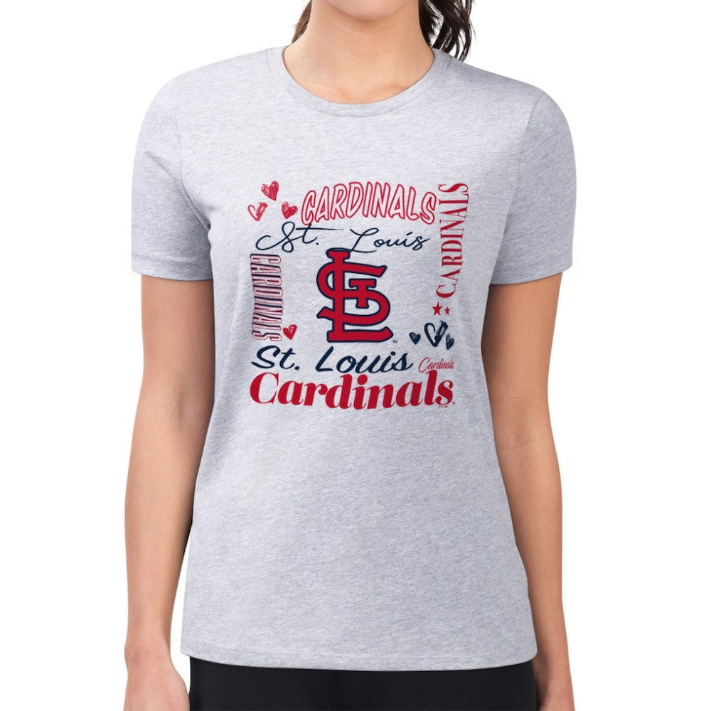 St. Louis Cardinals G-III 4Her by Carl Banks Women's Super-Slim Fit Lightweight Collage Team Graphic Crew Neck T-Shirt for sale