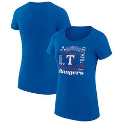 Texas Rangers G-III 4Her by Carl Banks Women's Super-Slim Fit Lightweight Collage Team Graphic Crew Neck T-Shirt Sale