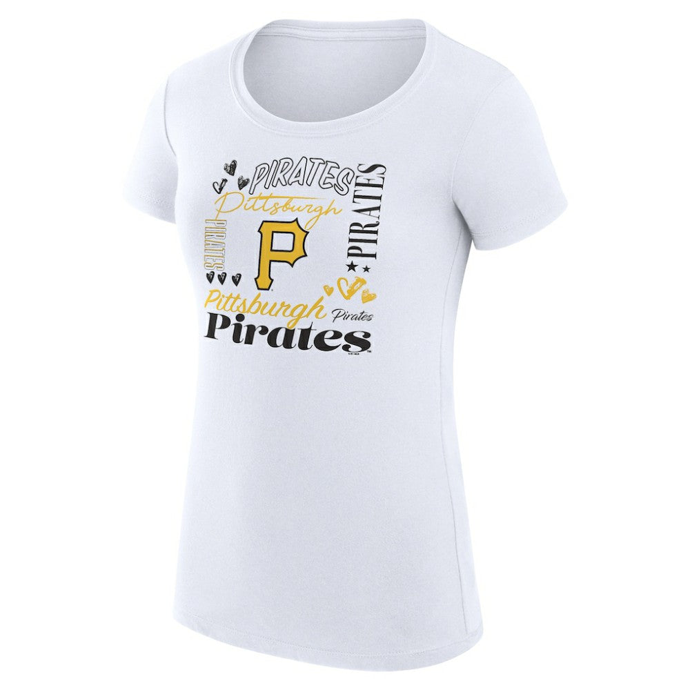 Pittsburgh Pirates G-III 4Her by Carl Banks Women's Super-Slim Fit Lightweight Collage Team Graphic Crew Neck T-Shirt Sale