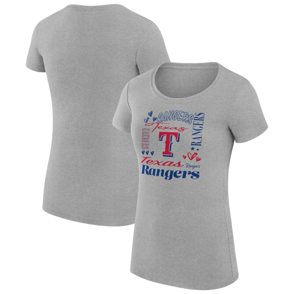Texas Rangers G-III 4Her by Carl Banks Women's Super-Slim Fit Lightweight Collage Team Graphic Crew Neck T-Shirt Discount