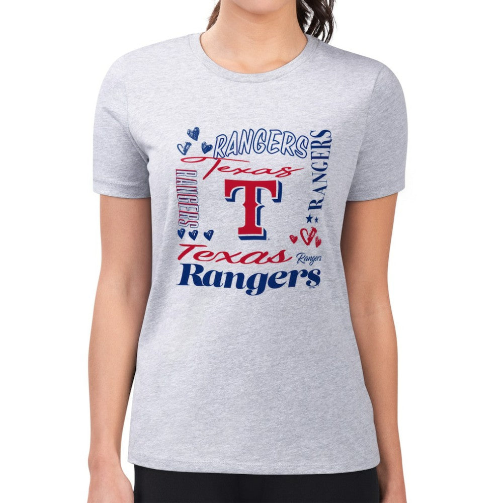 Texas Rangers G-III 4Her by Carl Banks Women's Super-Slim Fit Lightweight Collage Team Graphic Crew Neck T-Shirt Discount