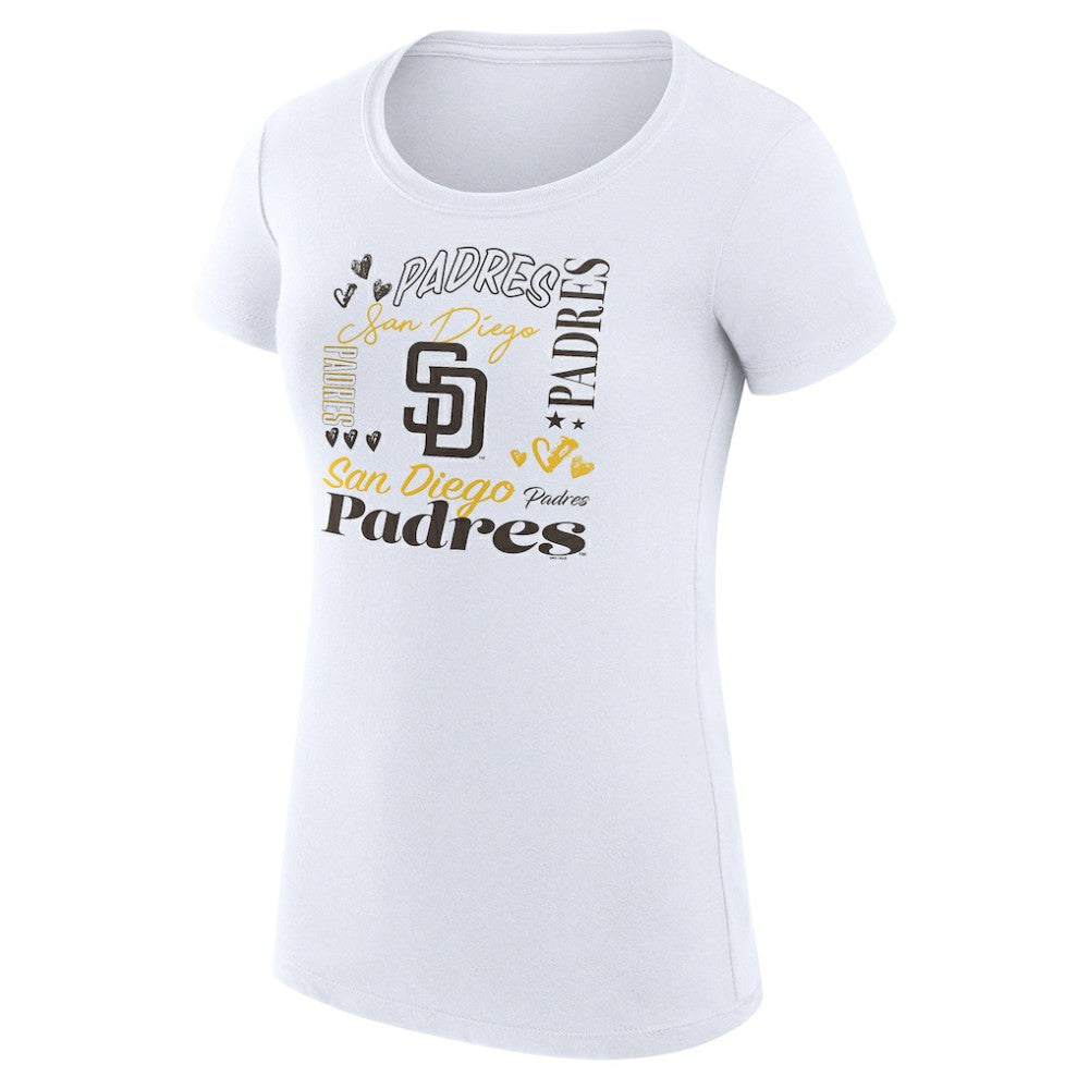 San Diego Padres G-III 4Her by Carl Banks Women's Super-Slim Fit Lightweight Collage Team Graphic Crew Neck T-Shirt for sale