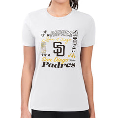 San Diego Padres G-III 4Her by Carl Banks Women's Super-Slim Fit Lightweight Collage Team Graphic Crew Neck T-Shirt for sale