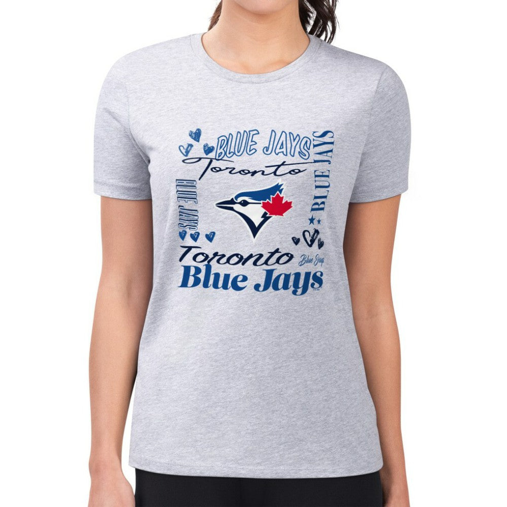 Toronto Blue Jays G-III 4Her by Carl Banks Women's Super-Slim Fit Lightweight Collage Team Graphic Crew Neck T-Shirt Sale
