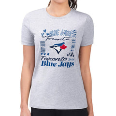 Toronto Blue Jays G-III 4Her by Carl Banks Women's Super-Slim Fit Lightweight Collage Team Graphic Crew Neck T-Shirt Sale