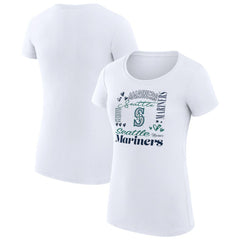Seattle Mariners G-III 4Her by Carl Banks Women's Super-Slim Fit Lightweight Collage Team Graphic Crew Neck T-Shirt Outlet
