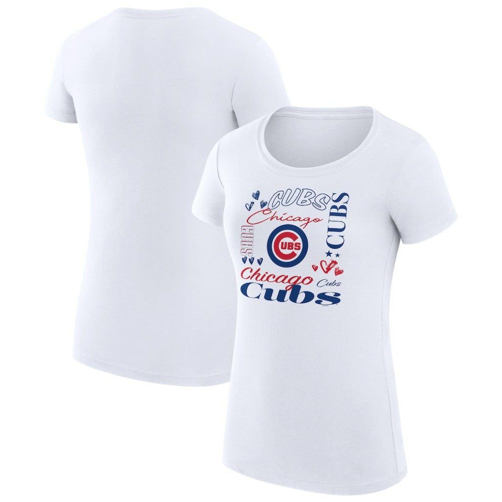 Chicago Cubs G-III 4Her by Carl Banks Women's Super-Slim Fit Lightweight Collage Team Graphic Crew Neck T-Shirt Near Me