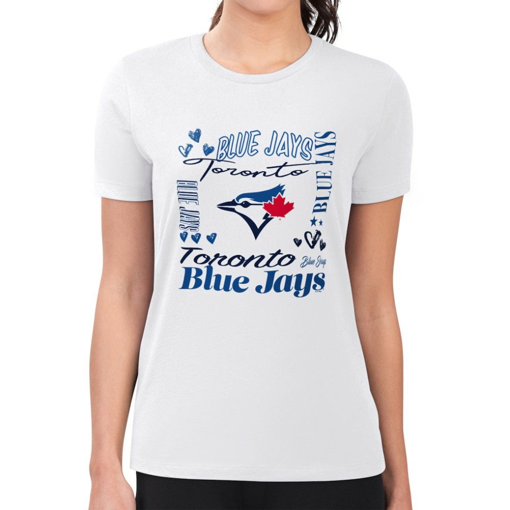 Toronto Blue Jays G-III 4Her by Carl Banks Women's Super-Slim Fit Lightweight Collage Team Graphic Crew Neck T-Shirt Sale