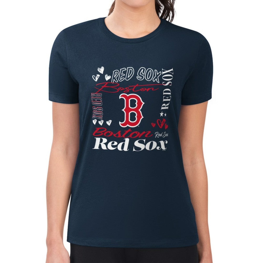 Boston Red Sox G-III 4Her by Carl Banks Women's Super-Slim Fit Lightweight Collage Team Graphic Crew Neck T-Shirt for sale