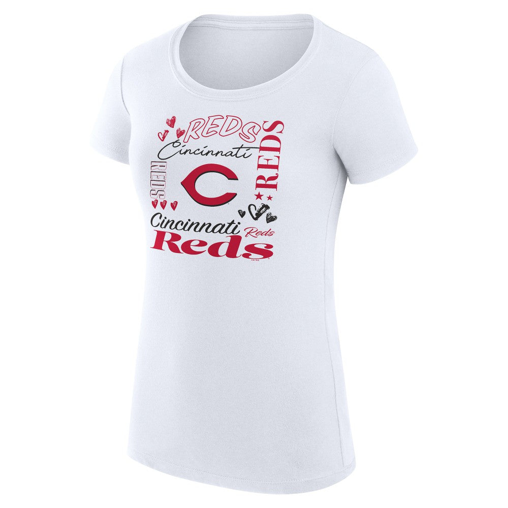 Cincinnati Reds G-III 4Her by Carl Banks Women's Super-Slim Fit Lightweight Collage Team Graphic Crew Neck T-Shirt Near Me