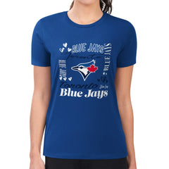Toronto Blue Jays G-III 4Her by Carl Banks Women's Super-Slim Fit Lightweight Collage Team Graphic Crew Neck T-Shirt Outlet