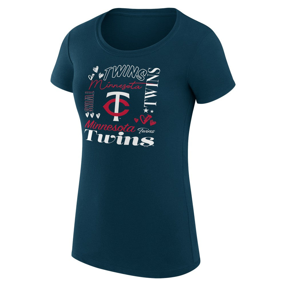 Minnesota Twins G-III 4Her by Carl Banks Women's Super-Slim Fit Lightweight Collage Team Graphic Crew Neck T-Shirt Sale