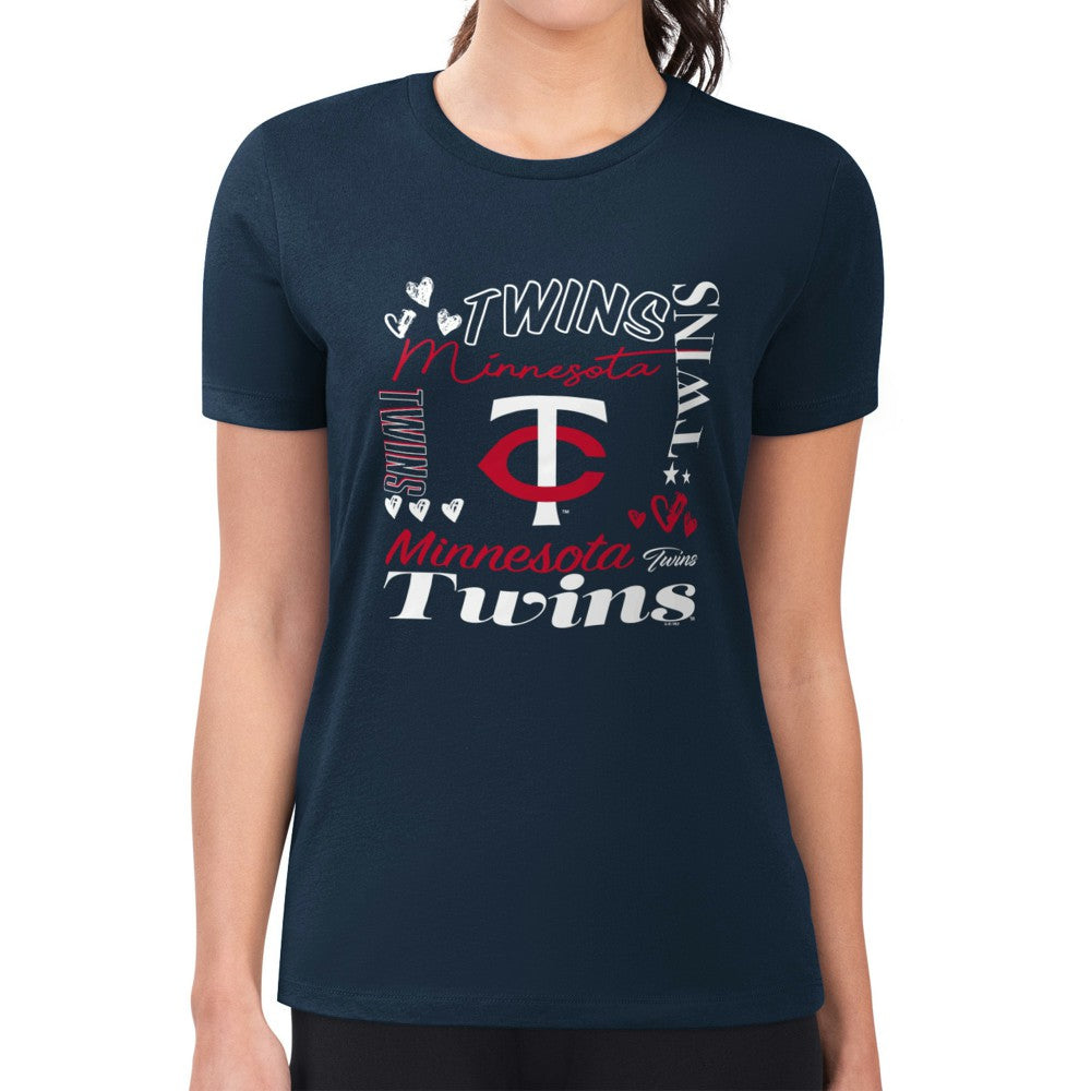 Minnesota Twins G-III 4Her by Carl Banks Women's Super-Slim Fit Lightweight Collage Team Graphic Crew Neck T-Shirt Sale