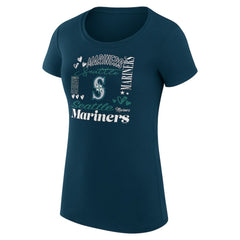 Seattle Mariners G-III 4Her by Carl Banks Women's Super-Slim Fit Lightweight Collage Team Graphic Crew Neck T-Shirt Discount