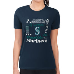 Seattle Mariners G-III 4Her by Carl Banks Women's Super-Slim Fit Lightweight Collage Team Graphic Crew Neck T-Shirt Discount