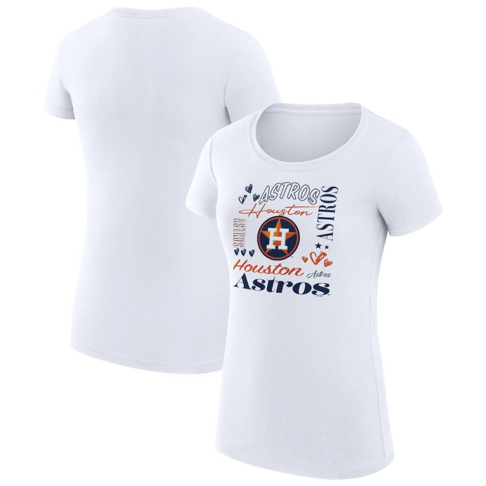 Houston Astros G-III 4Her by Carl Banks Women's Super-Slim Fit Lightweight Collage Team Graphic Crew Neck T-Shirt Outlet