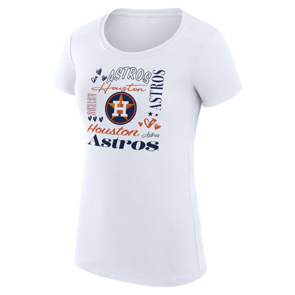 Houston Astros G-III 4Her by Carl Banks Women's Super-Slim Fit Lightweight Collage Team Graphic Crew Neck T-Shirt Outlet