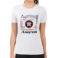 Houston Astros G-III 4Her by Carl Banks Women's Super-Slim Fit Lightweight Collage Team Graphic Crew Neck T-Shirt Outlet