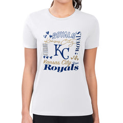 Kansas City Royals G-III 4Her by Carl Banks Women's Super-Slim Fit Lightweight Collage Team Graphic Crew Neck T-Shirt Discount