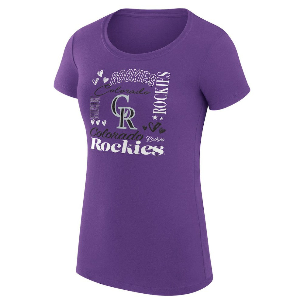 Colorado Rockies G-III 4Her by Carl Banks Women's Super-Slim Fit Lightweight Collage Team Graphic Crew Neck T-Shirt for sale