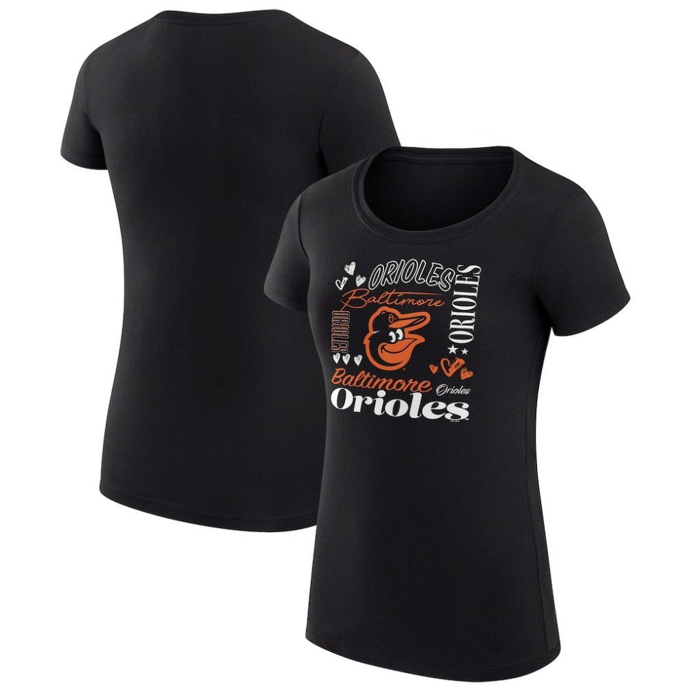 Baltimore Orioles G-III 4Her by Carl Banks Women's Super-Slim Fit Lightweight Collage Team Graphic Crew Neck T-Shirt for sale