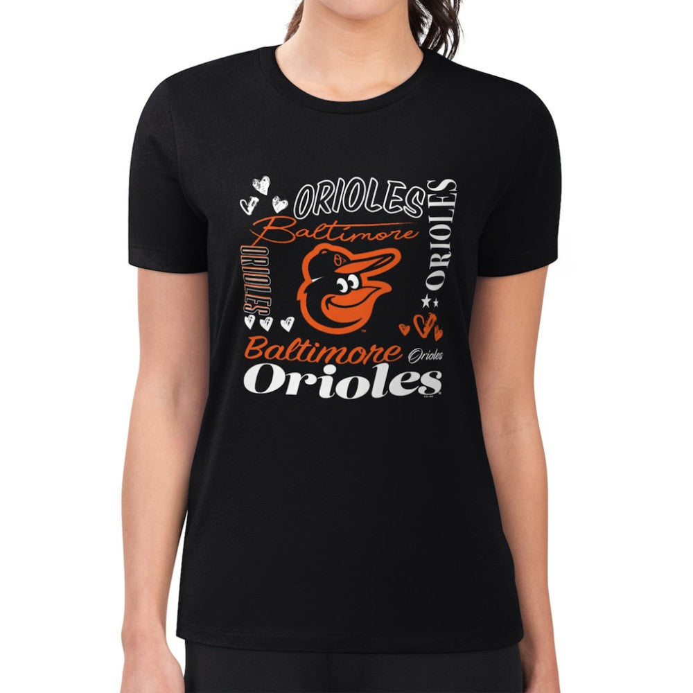 Baltimore Orioles G-III 4Her by Carl Banks Women's Super-Slim Fit Lightweight Collage Team Graphic Crew Neck T-Shirt for sale